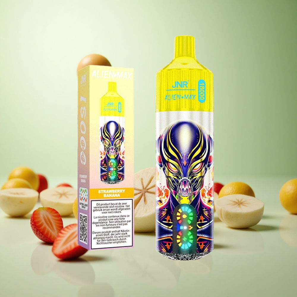 JNR Alien Max 18000 Puffs Φράουλα-Μπανάνα Greece vape wholesale Πηνίο Διπλού Διχτυού & Dual Core