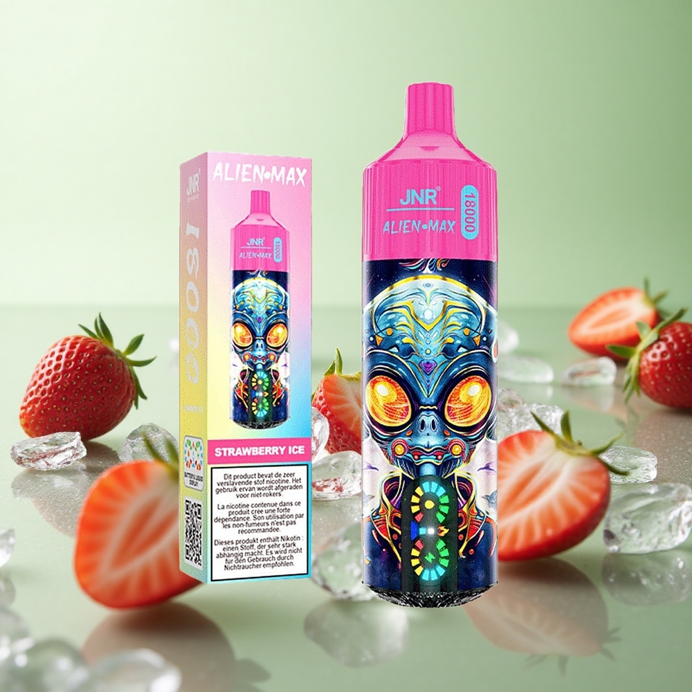 JNR Alien Max 18000 Puffs Φράουλα Πάγωμα Greece vape wholesale Πηνίο Διπλού Διχτυού & Dual Core