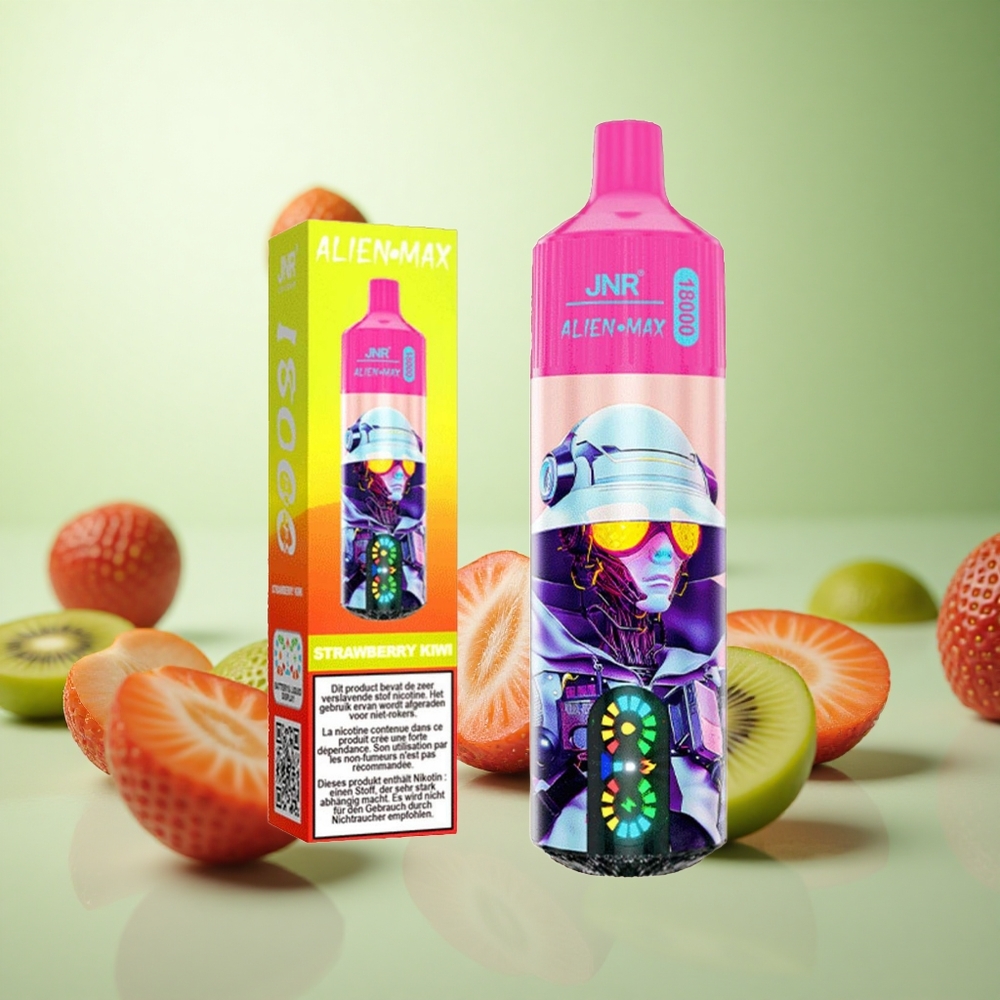 JNR Alien Max 18000 Puffs Φράουλα-Κίβι Greece vape wholesale Πηνίο Διπλού Διχτυού & Dual Core