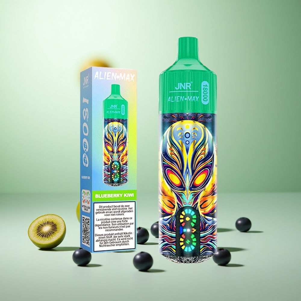 JNR Alien Max 18000 Puffs Μπλε Μούρο Κιβί Greece vape wholesale Έξυπνη Οθόνη LED & 28ml E-liquid