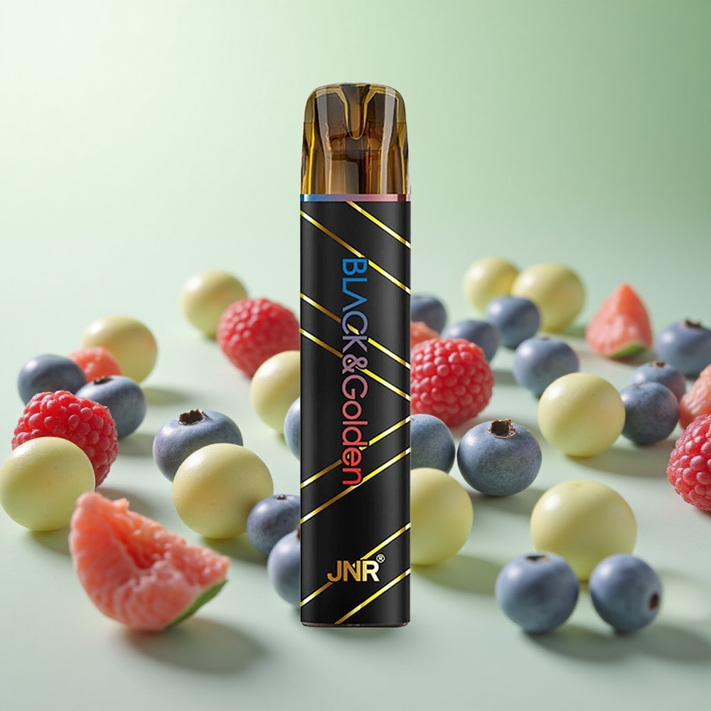 JNR Black&Golden 600+200 Puffs Blueberry Ξινή Σμέουρα Greece vape wholesale TPD πιστοποιημένο
