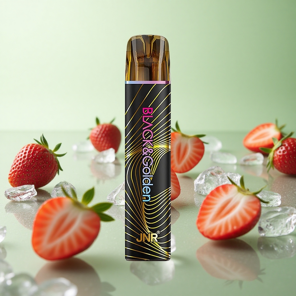 JNR Black&Golden 600+200 Puffs Φράουλα Πάγωμα Greece vape wholesale 550mAh