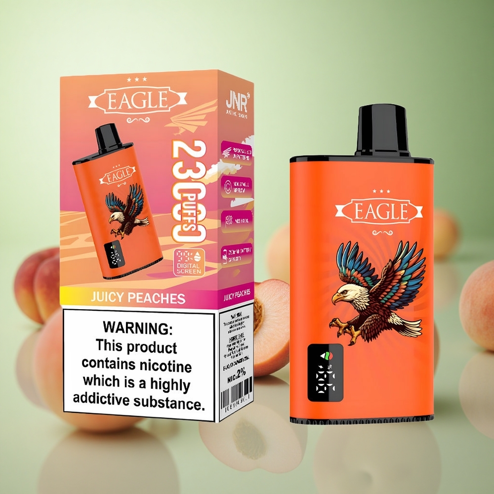 JNR EAGLE Smart 23000 Puffs Ζουμερή Ροδάκινα Greece vape wholesale Ψηφιακή Οθόνη 1.0ohm Mesh Coil