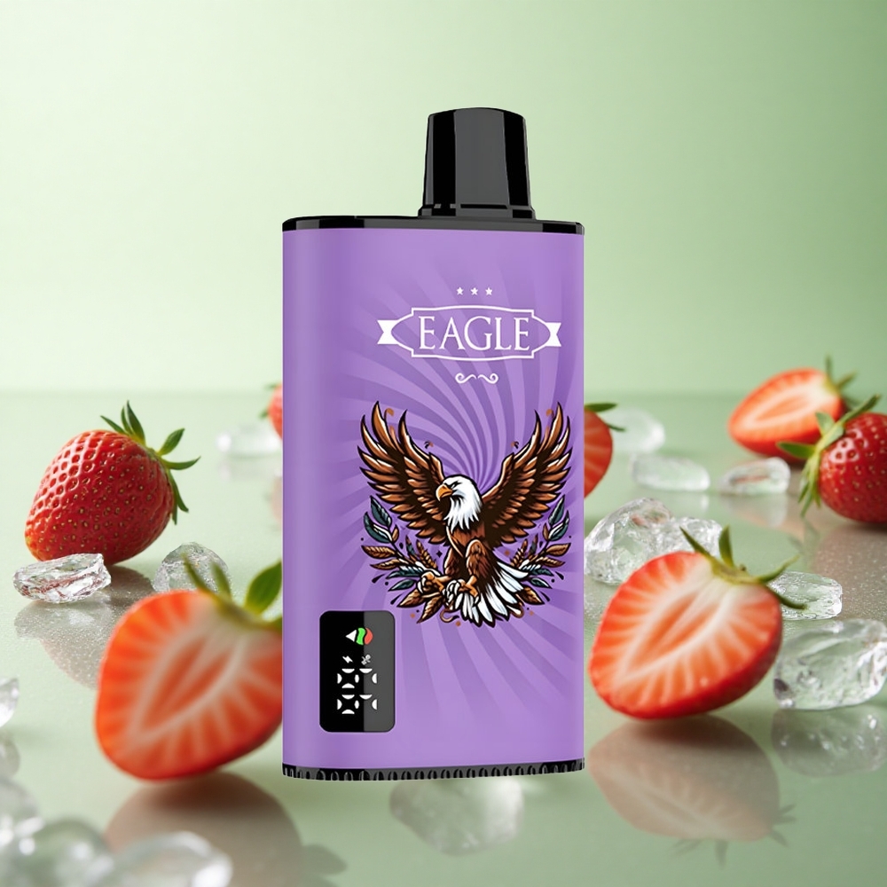 JNR EAGLE Smart 23000 Puffs Φράουλα Πάγωμα Greece vape wholesale Οθόνη Ψηφιακή 1.0ohm Mesh Coil