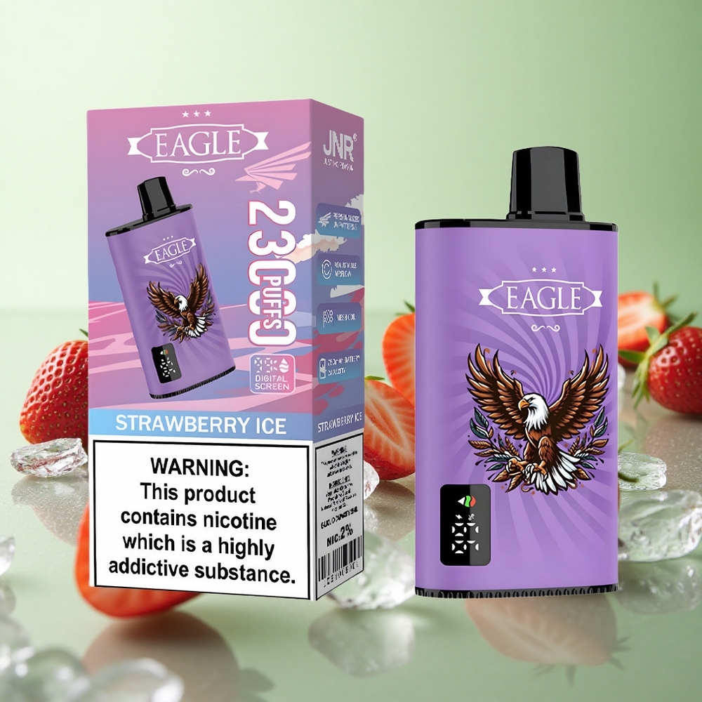JNR EAGLE Smart 23000 Puffs Φράουλα Πάγωμα Greece vape wholesale Οθόνη Ψηφιακή 1.0ohm Mesh Coil