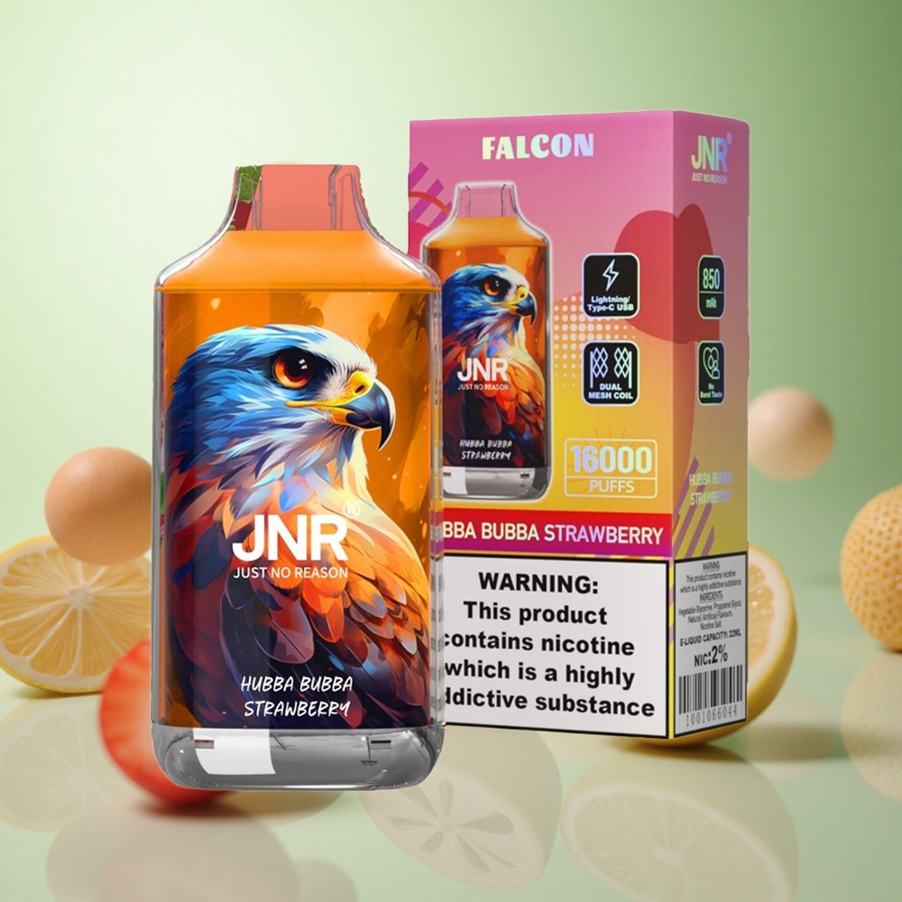JNR Falcon 16000 Puffs Φράουλα Bubble Gum Greece vape wholesale Πηνίο Διπλού Διχτυού