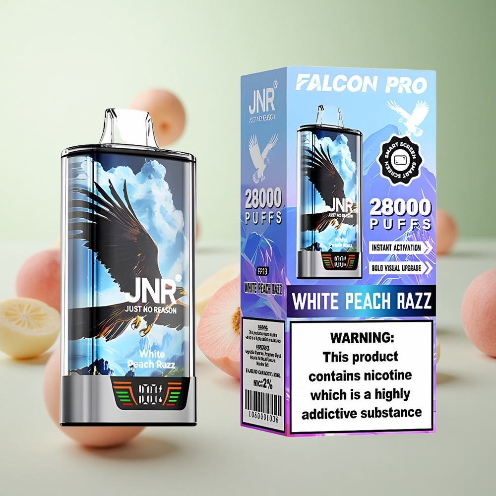 JNR Falcon Pro 28000 Λευκό Ροδάκινο Razz Greece vape wholesale 30ml 950mAh