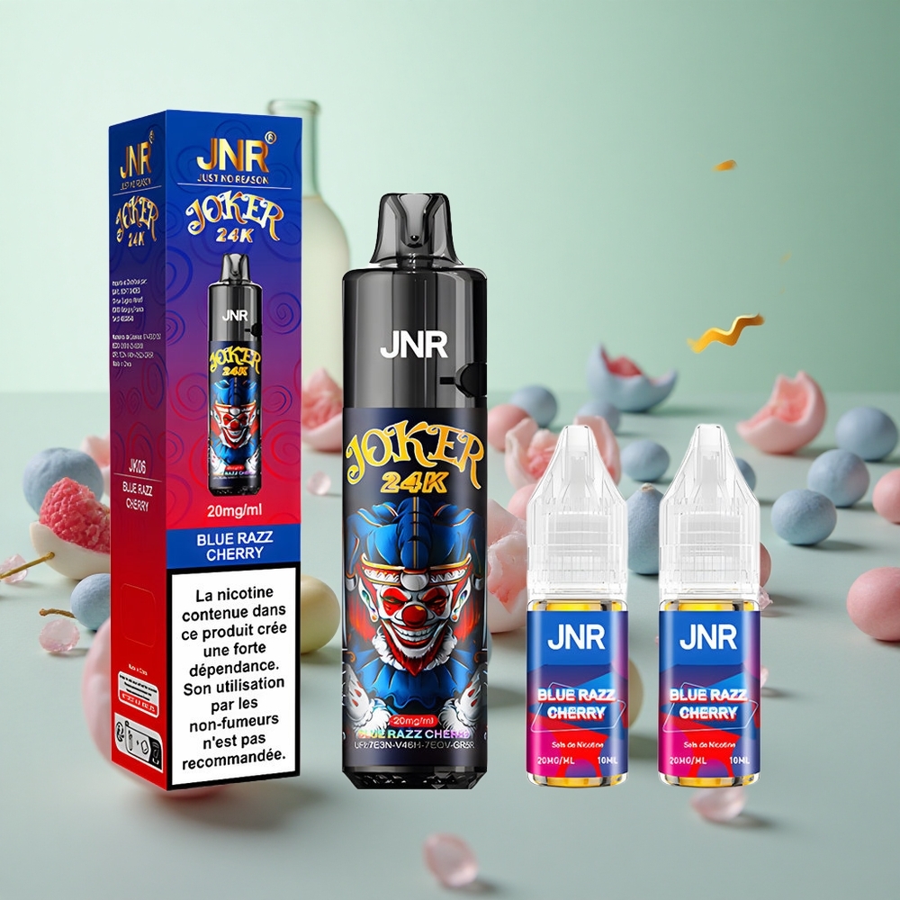 JNR Joker 24K Puffs Μπλε Σμέουρα Κεράσι Greece vape wholesale 2+10ml Αναπληρώσιμο Pod