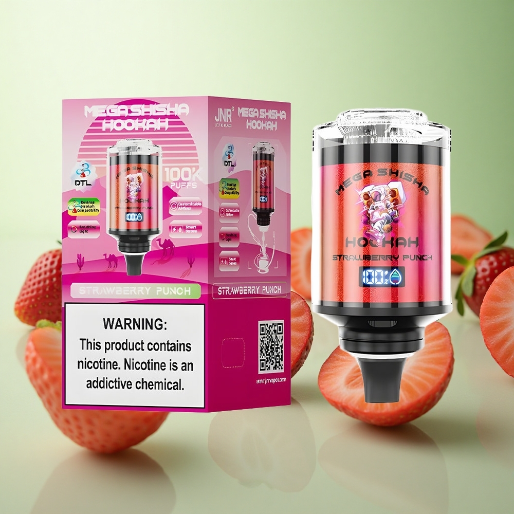 JNR Mega Shisha Hookah 100K Φράουλα Greece vape wholesale 60ml χωρητικότητα