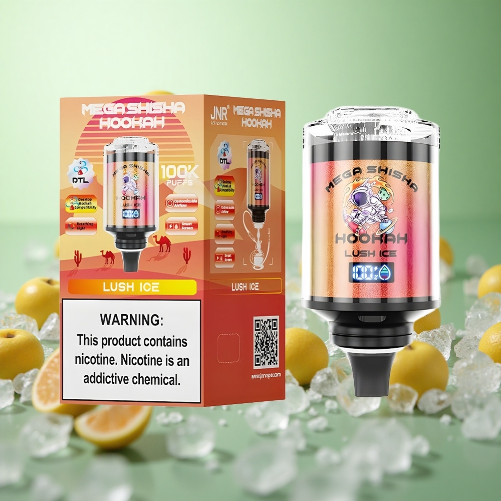 JNR Mega Shisha Hookah 100K Πάφος Δροσερός Πάγος Greece vape wholesale Smart Screen Adjustable Airflow