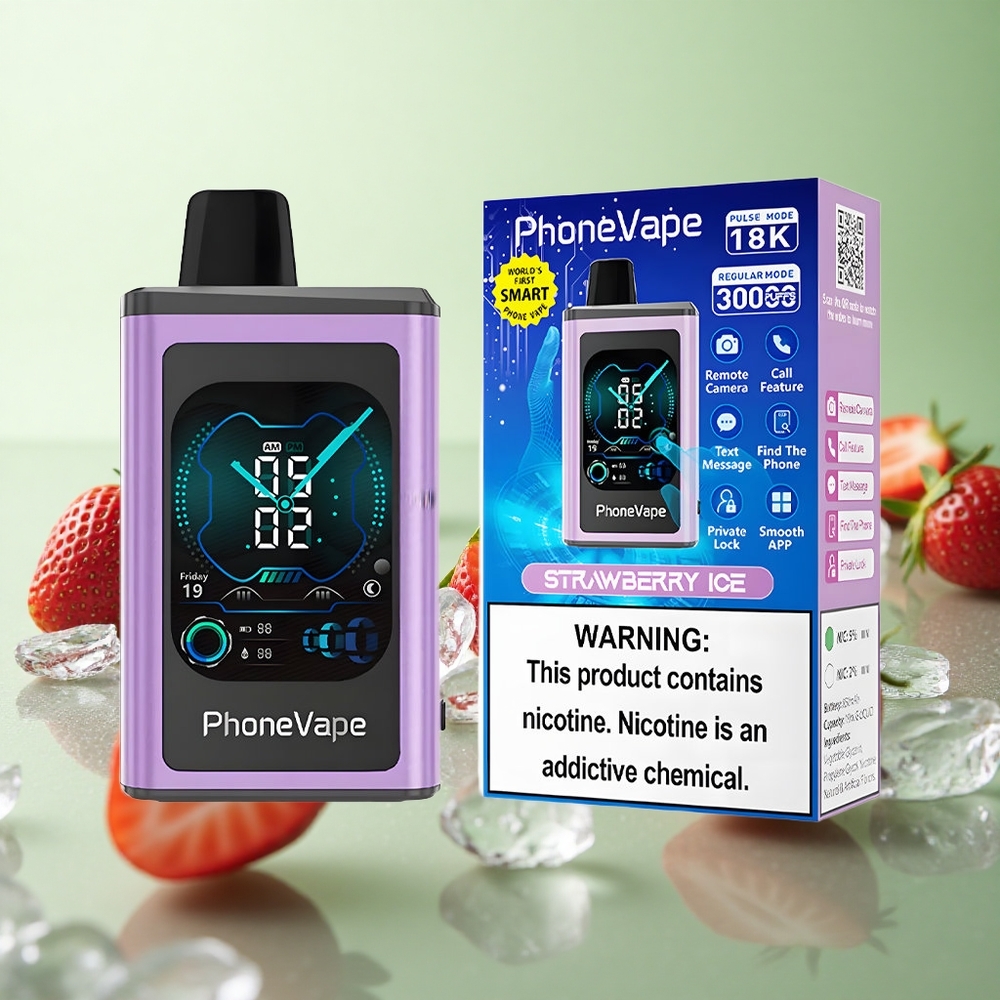 JNR PhoneVape 30000 Puffs Φράουλα Πάγος Greece vape wholesale 850mAh Type-C