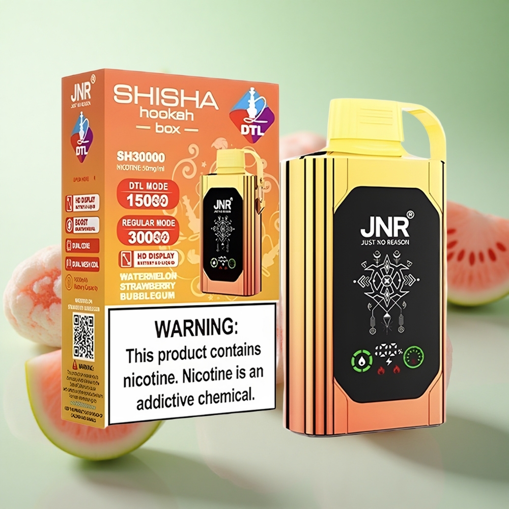 JNR Shisha Hookah Box 20500 Puffs Καρπούζι Φράουλα Bubblegum Greece vape wholesale Οθόνη HD Τύπος-C Γρήγορη Φόρτιση