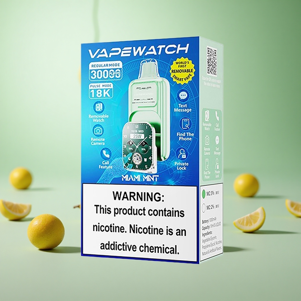JNR Vape Watch 30000 Puffs Miami Μέντα Πηνίο Διπλού Διχτυού Greece vape wholesale
