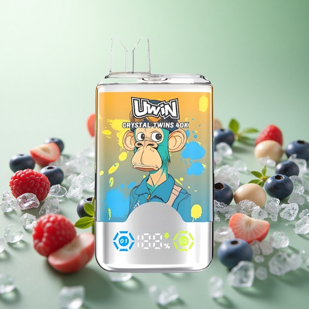 UWIN Crystal Twins 40000 Puffs Μπλε Μούρο Βύσσινο Πάγο Greece vape wholesale Twin Flavors 32ml