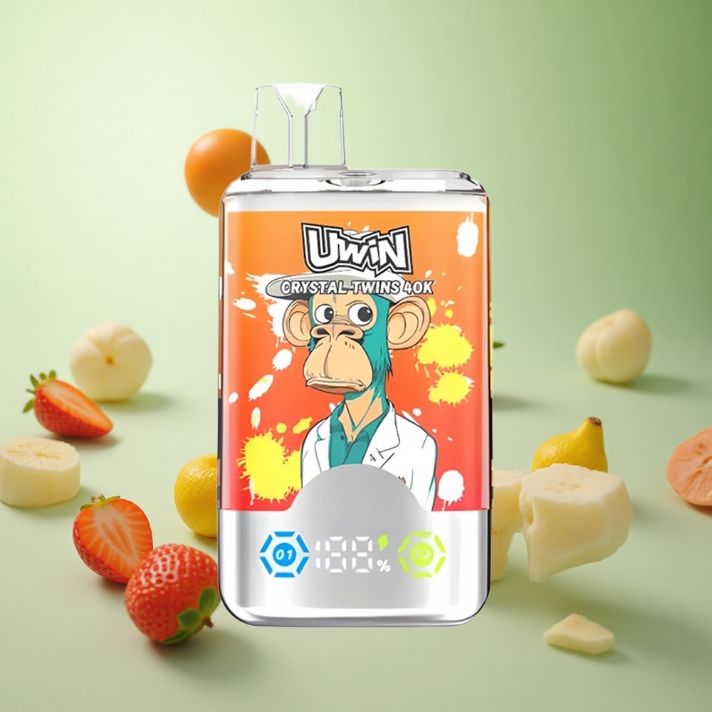 UWIN Crystal Twins 40000 Puffs Φράουλα Μπανάνα Love 66 Greece vape wholesale Διπλή Γεύση