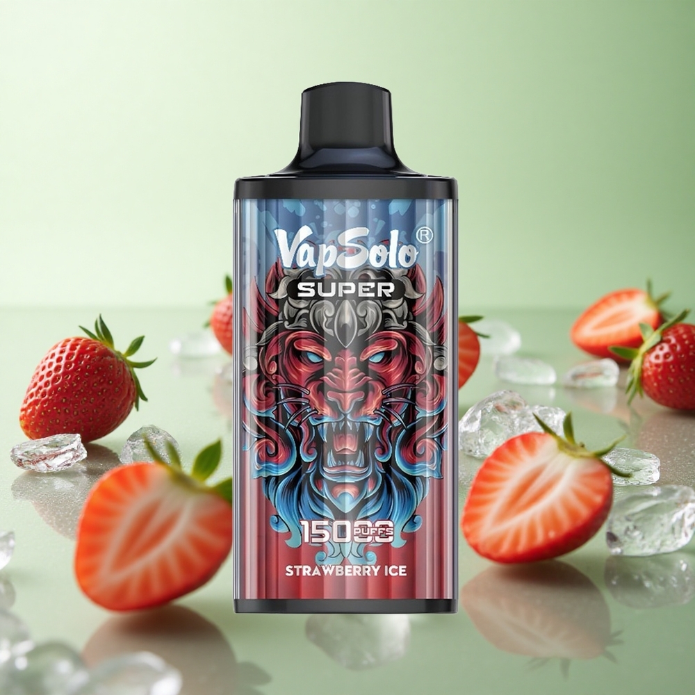 Vapsolo Super 15000 Puffs Φράουλα Πάγος Greece vape wholesale 40ml 850mah