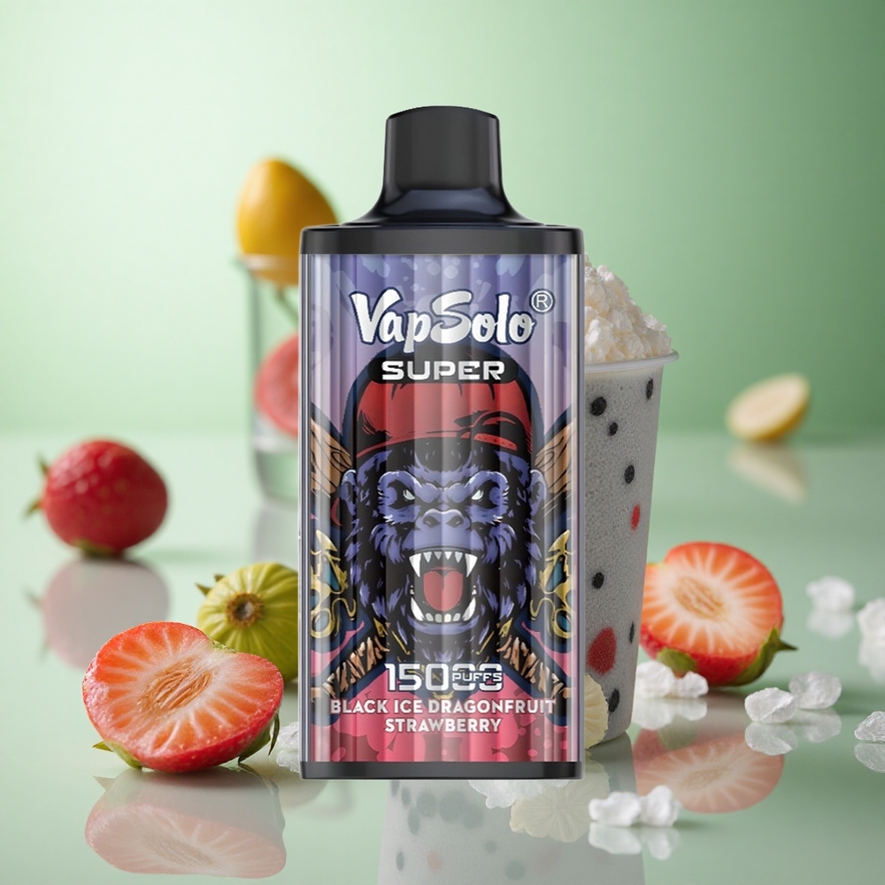 Vapsolo Super 15000 Puffs Μαύρος Πάγος Φράουλα Δράκου Greece vape wholesale 40ml
