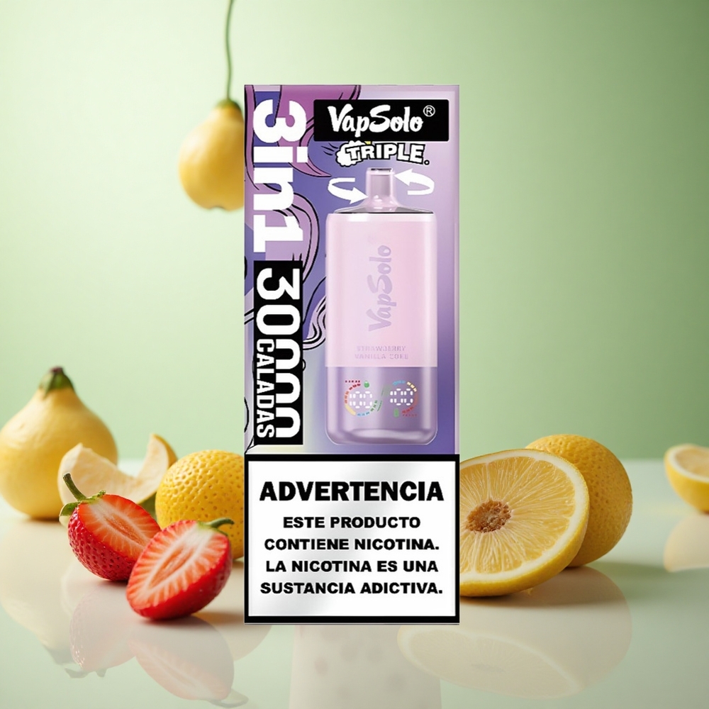 VapSolo Triple 30000 Puffs Φράουλα Βανίλια Coca-Cola Greece vape wholesale 40ml 3 δεξαμενές