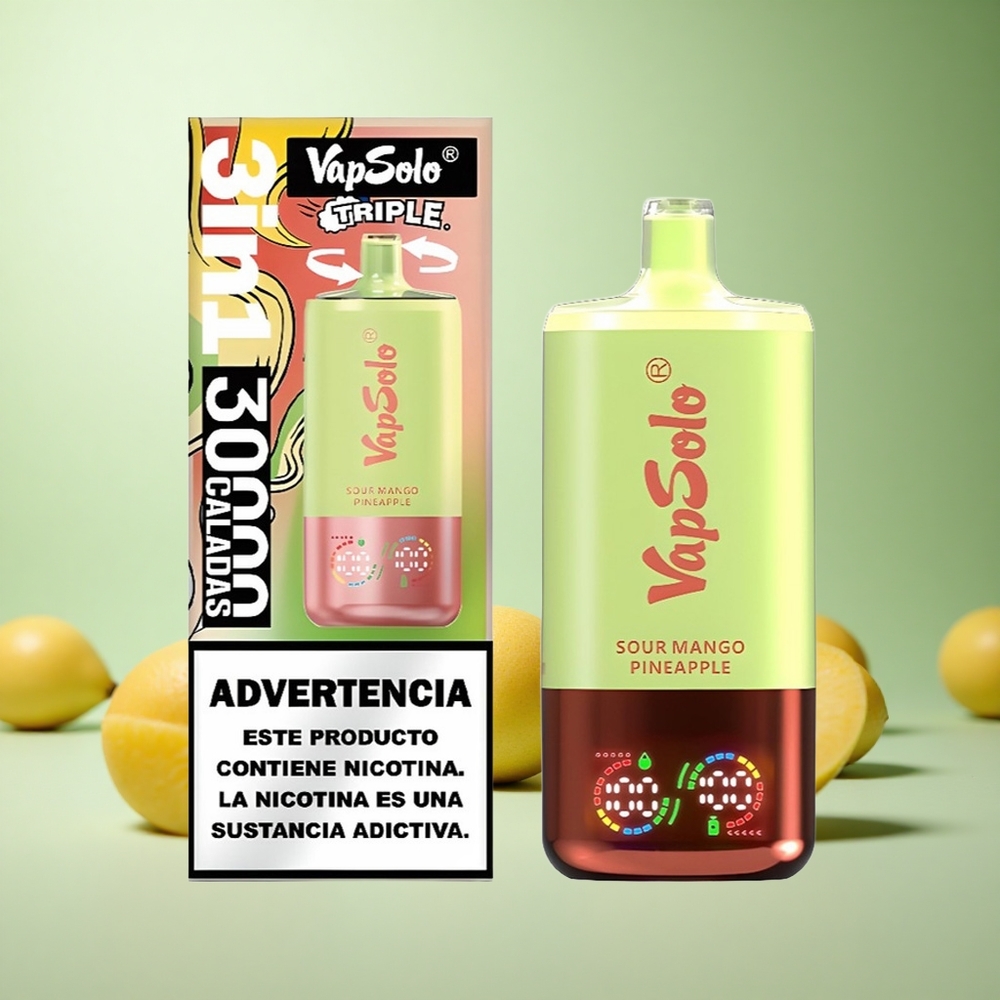 VapSolo Triple 30000 Puffs Ξινή Μάνγκο Ανανάς Greece vape wholesale 40ml 20/50mg/ml Νικοτίνη