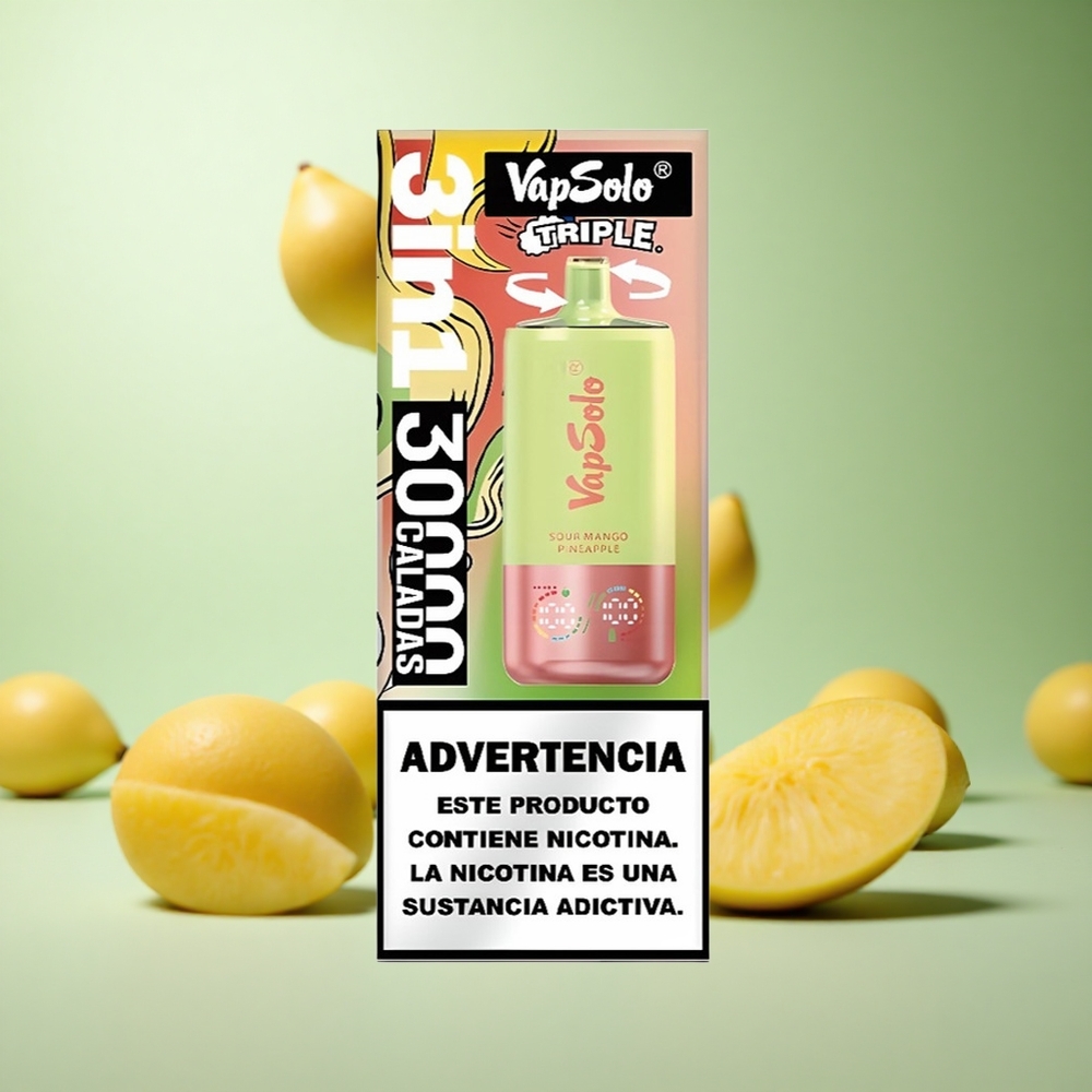 VapSolo Triple 30000 Puffs Ξινή Μάνγκο Ανανάς Greece vape wholesale 40ml 20/50mg/ml Νικοτίνη