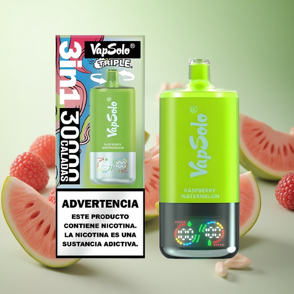 VapSolo Triple 30000 Puffs Φράουλα Καρπούζι Greece vape wholesale 40ml 3 Tank