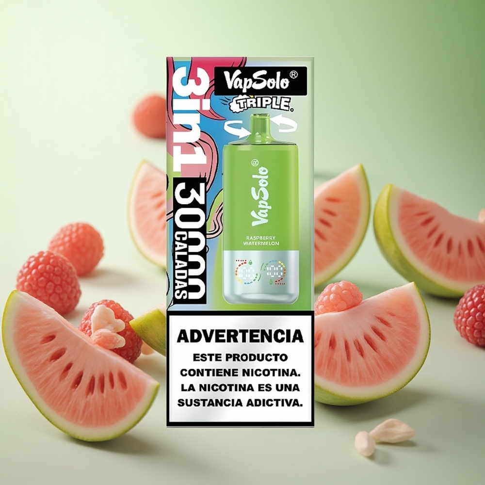 VapSolo Triple 30000 Puffs Φράουλα Καρπούζι Greece vape wholesale 40ml 3 Tank