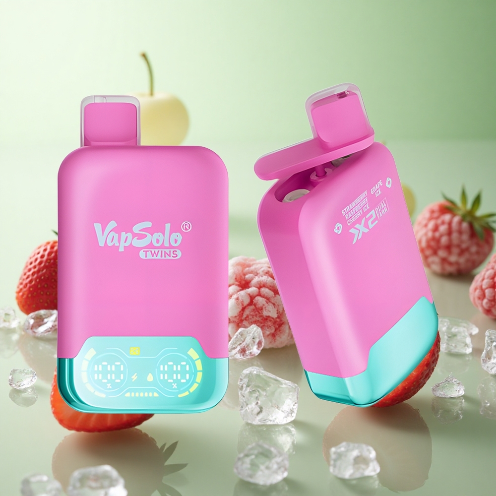 Vapsolo Twins 20000 Puffs Φράουλα Βατόμουρο Κεράσι Πάγος & Σταφύλι Πάγος Greece vape wholesale 40ml