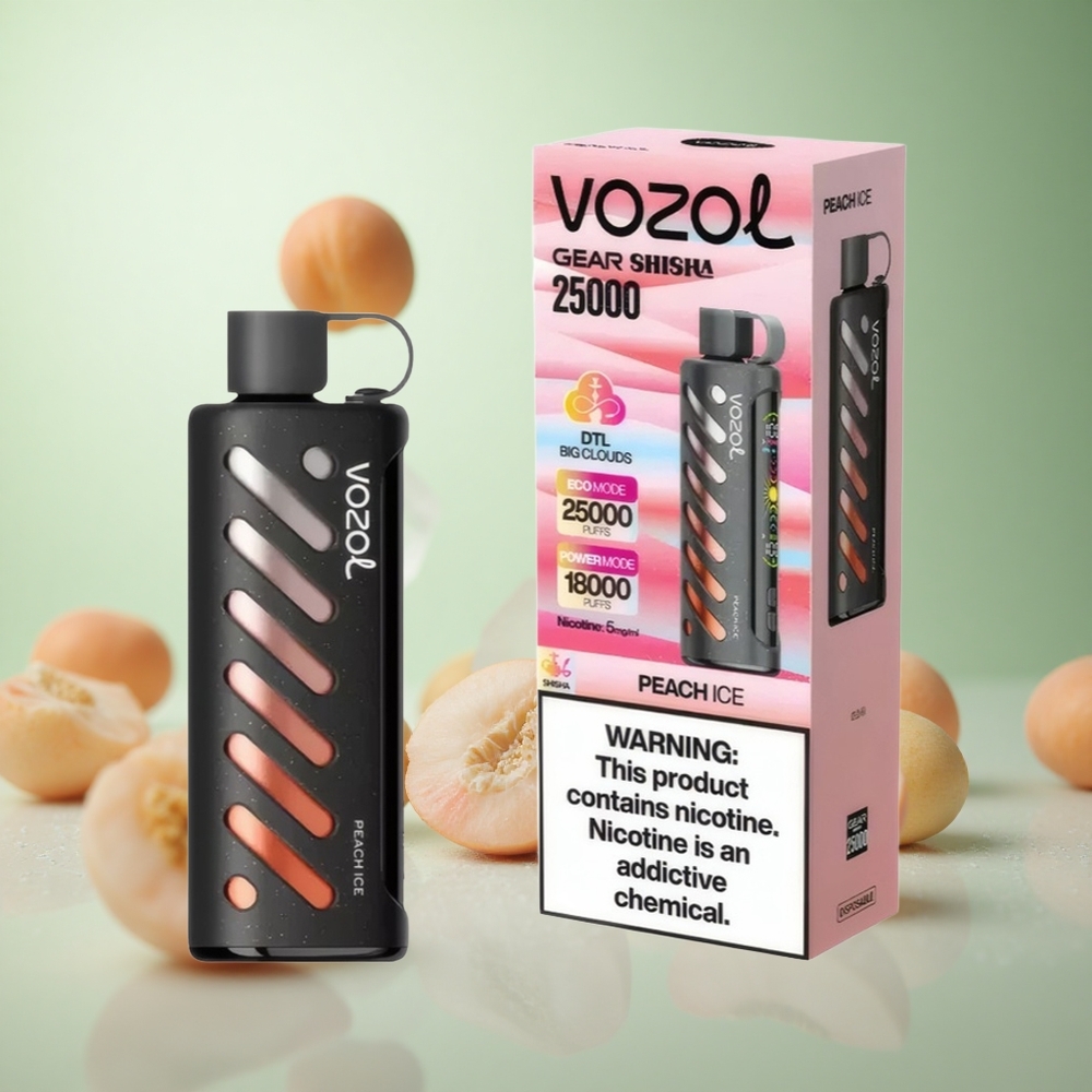 VOZOL Gear Shisha 25000 Puffs Ροδάκινο Πάγο Greece vape wholesale S.i.L.C Tech 1000mAh