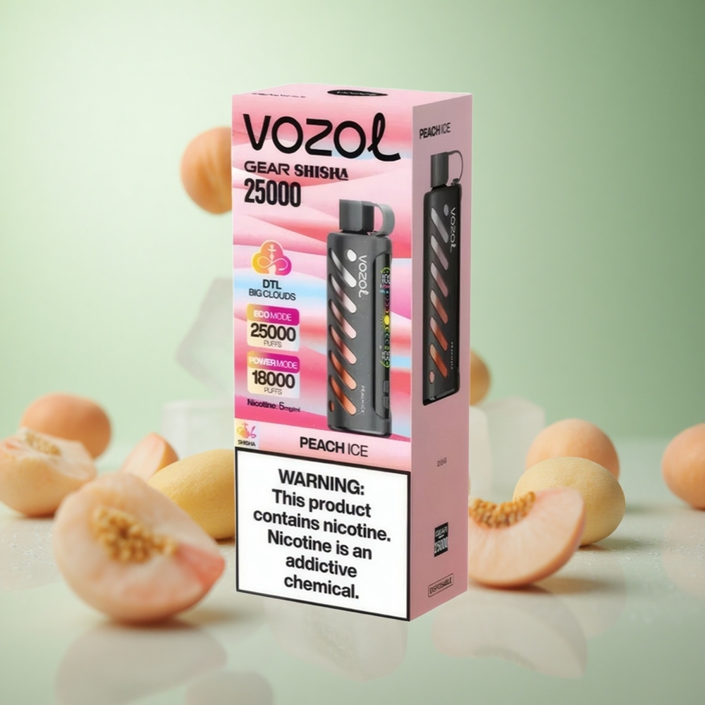 VOZOL Gear Shisha 25000 Puffs Ροδάκινο Πάγο Greece vape wholesale S.i.L.C Tech 1000mAh