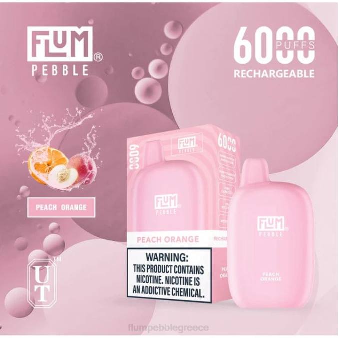 404V62 FLUM PEBBLE Athens - ροδάκινο πορτοκάλι FLUM PEBBLES 6000 ρουφηξιές