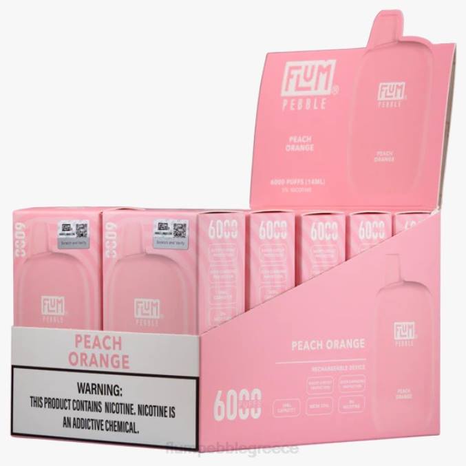 404V63 FLUM PEBBLE vape Greece - ροδάκινο πορτοκάλι FLUM PEBBLES 6000 ρουφηξιές 10 συσκευασίες