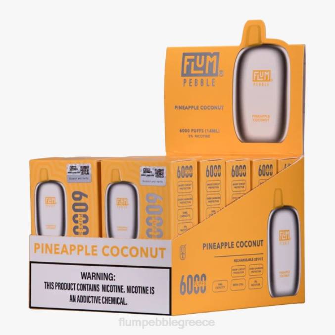 404V66 FLUM PEBBLE flavors - ανανά καρύδα FLUM PEBBLES 6000 ρουφηξιές 10 συσκευασίες